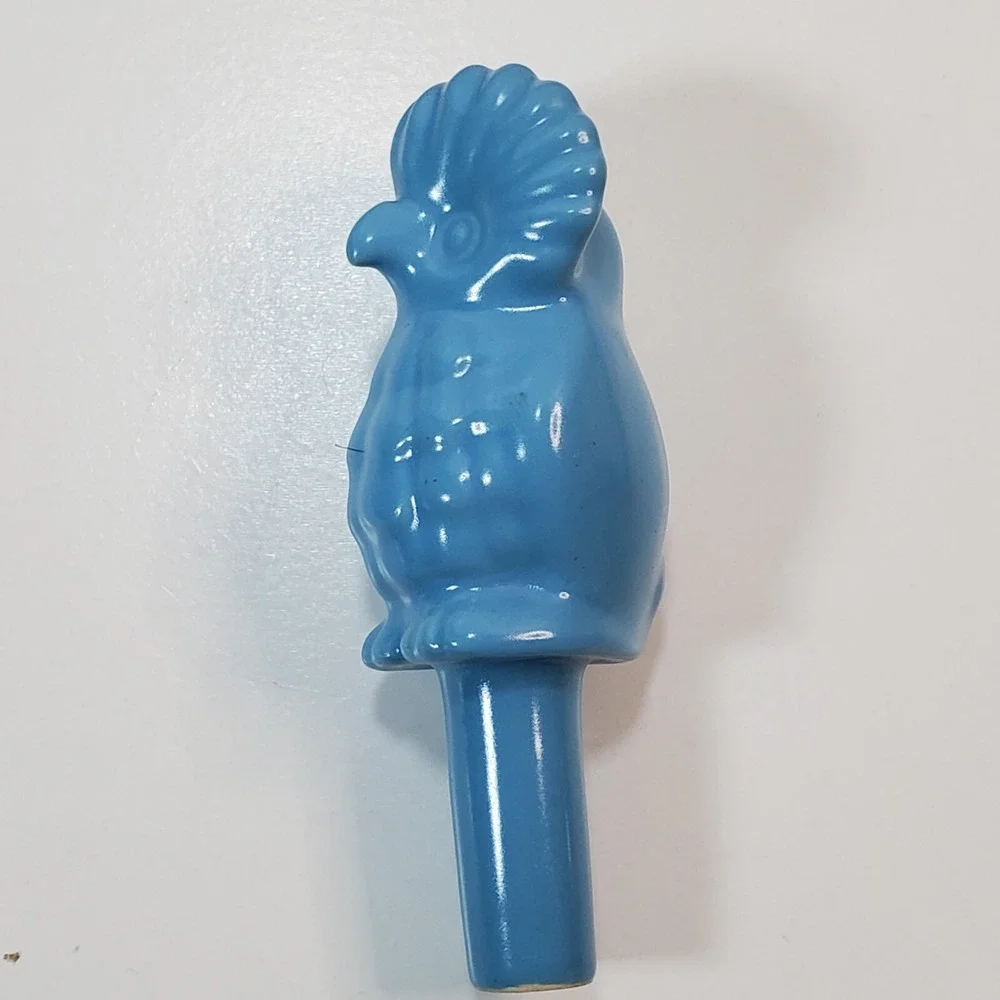 Artisian Blue Owl Ceramic Wine Bottle Stopper Topper Made in Peru Figurine